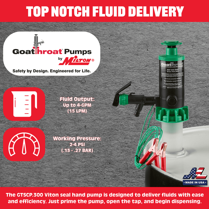 Groundable Drum Pump for Flammables Viton Seals